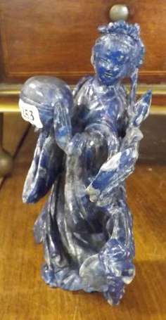 Kawan-yin sujet en lapis-lazuli Chine H.13 cm