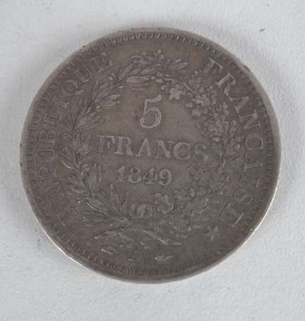 Ecu en argent 5Frs Hercule, 1849 A. Etat: TTB