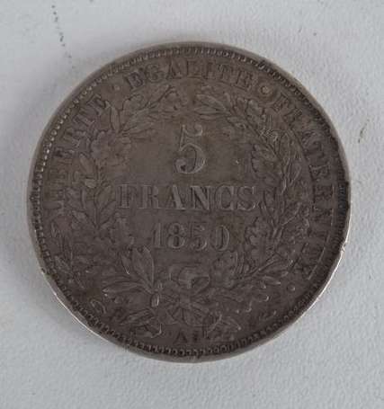 Ecu en argent 5Frs Cérès, 1850 A. Etat: TTB