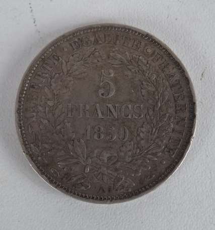 Ecu en argent 5Frs Cérès, 1850 A. Etat: TTB