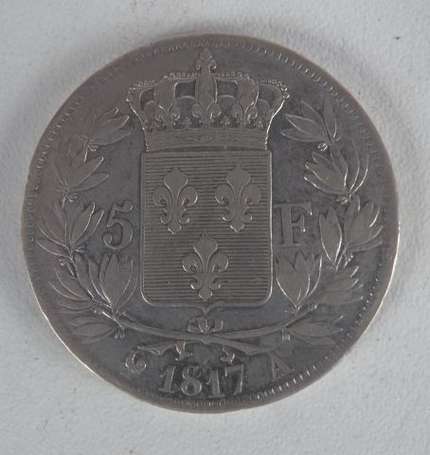 Ecu en argent 5Frs Louis XVIII au buste nu, 1817 A