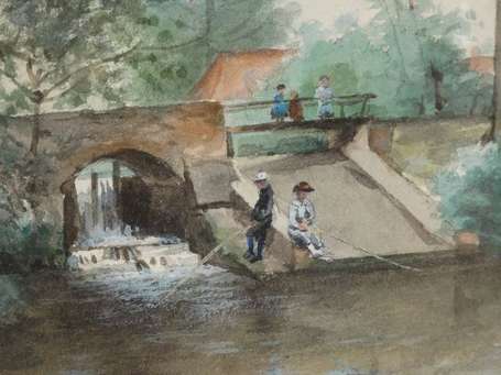 Jean Ernest. Les pêcheurs. Aquarelle sur papier, 