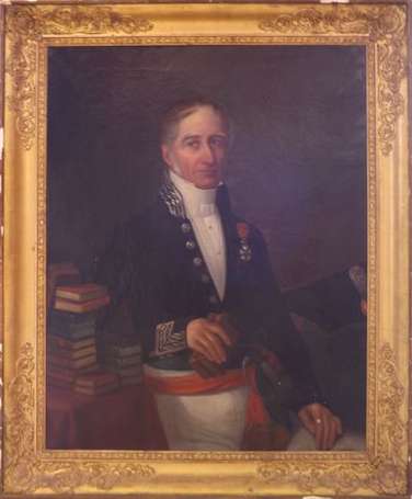 Ecole française XIXe. Portrait d'homme en pied 