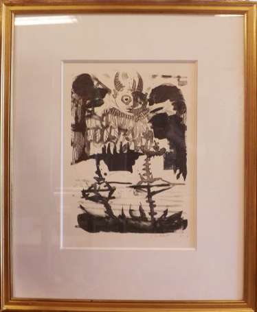 Pinot J-M XXe. Le Diable. Lithographie, signée en 