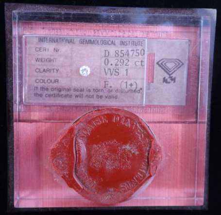 Diamant sur papier Pds: 0,292 ct. VVS1, couleur 