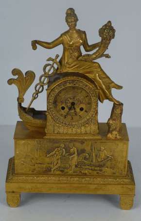 Pendule en bronze doré à décor d'une allégorie du 