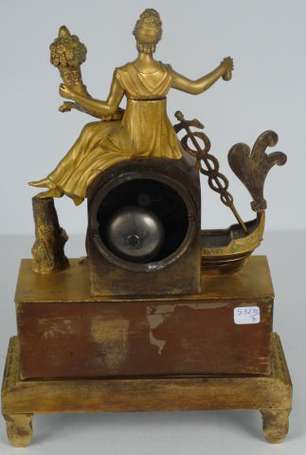 Pendule en bronze doré à décor d'une allégorie du 