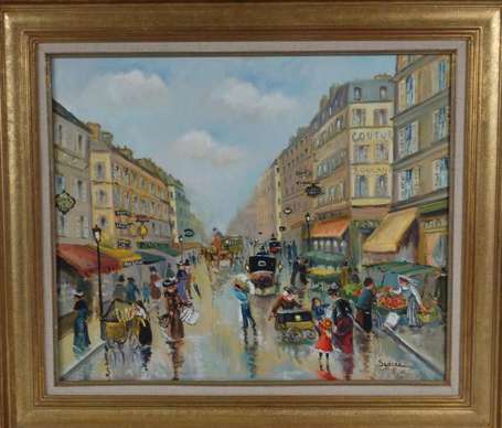 SEDRAC Marina (1919-1999) Rue de Paris. Huile sur 