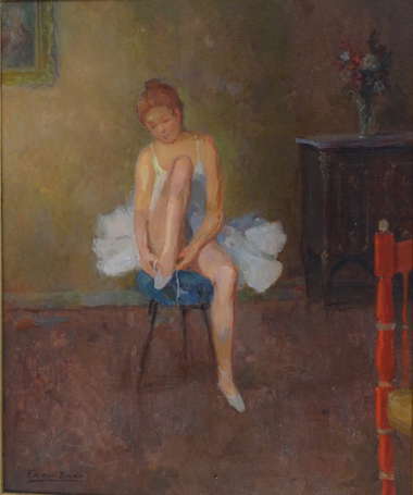 FRAN-BARO (1926-2000) - Ballerine. Huile sur 