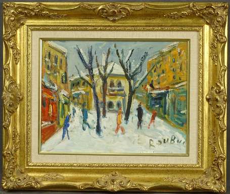 DUBUC Roland (1924-1998) - Ville sous la neige. 