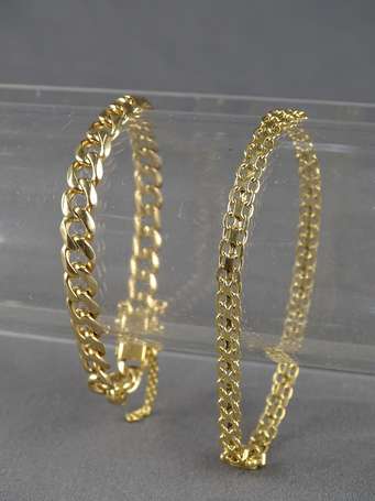 Lot comprenant 2 bracelets en or jaune 18 K 
