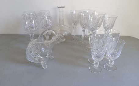 Service de verres en cristal de Bohême comprenant 