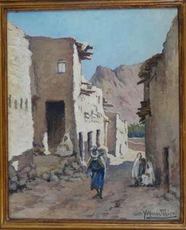 THIVET Yvonne (1888-1972)  Ruelle animée de 