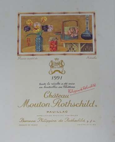 Lithographie reprenant les 4 etiquettes vin d'Oc 