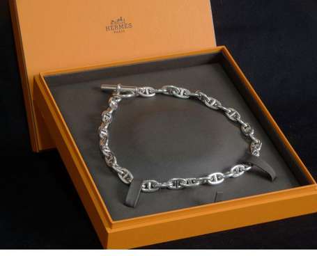 HERMES - Collier à maille chaîne d'ancre en argent