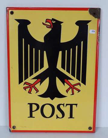 POST /Poste Allemande : Plaque émaillée plate à 