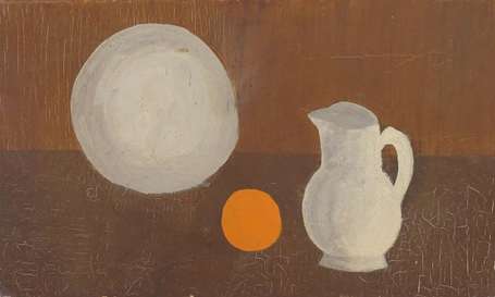 FRANCHTO - Nature morte au pichet blanc. Huile sur