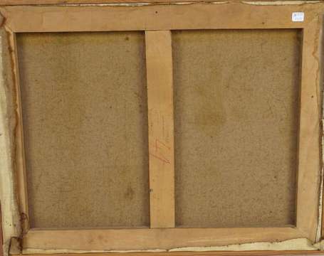 FRANCHTO - Maisons aux toits rouges. Huile sur 