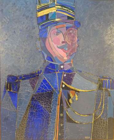 FRANCHTO - Portrait de militaire. Huile sur toile,