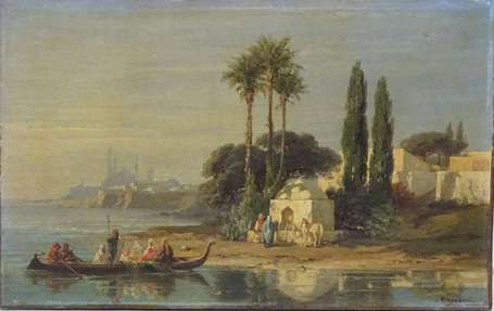 MAZZONI XIXe. Vue de Constantinople. Huile sur 