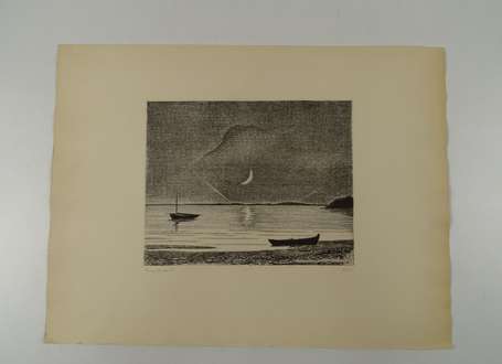 DUBREUIL (Pierre) - (1891-1970) - Barques au clair