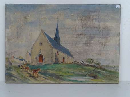 ECOLE XXe - Chapelle de Careil. Huile sur toile, 