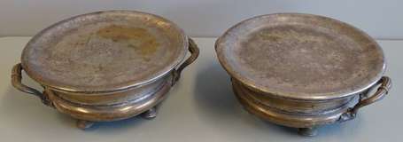 CHRISTOFLE - Deux chauffe-plats en métal argenté, 