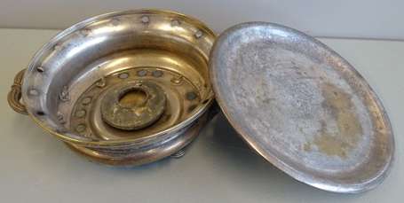 CHRISTOFLE - Deux chauffe-plats en métal argenté, 