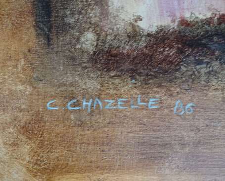CHAZELLE C. XXe - Abstraction. Huile sur toile, 