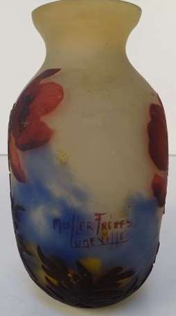 MULLER Frères Lunéville - Petit vase gourde à 