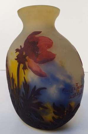 MULLER Frères Lunéville - Petit vase gourde à 