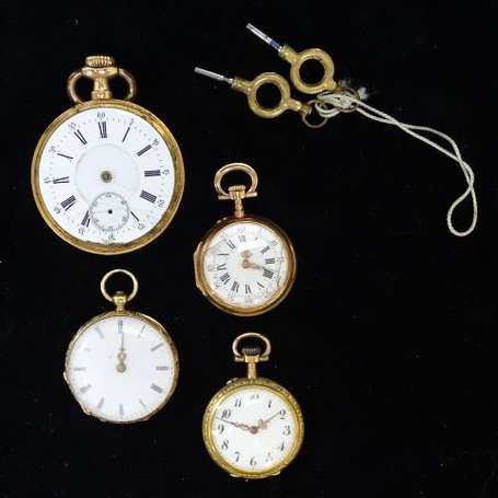 Lot de montres de col en or jaune 18K (750°/00). 