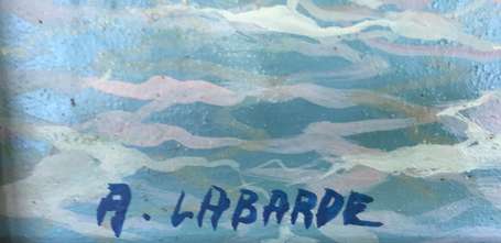 LABARDE André XXe - Plage. Huile sur toile, signée