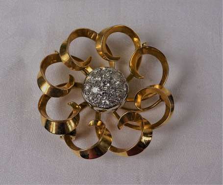 Broche en or jaune 18K (750°/00) formant une 