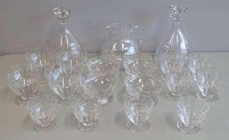 BACCARAT - Partie de service de verres en cristal 