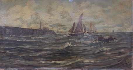 TRIGO Zénon (1850-1914) - Marine. Huile sur toile,