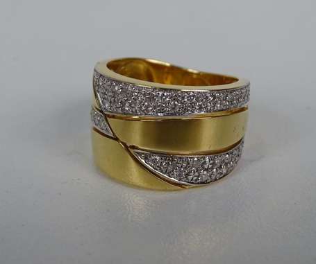 Bague bandeau en or deux tons 18K (750°/00) 