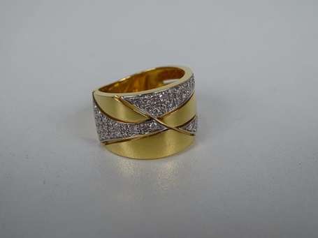 Bague bandeau en or deux tons 18K (750°/00) 