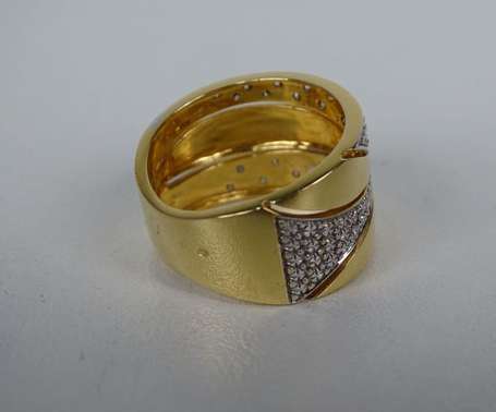 Bague bandeau en or deux tons 18K (750°/00) 