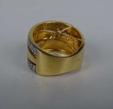 Bague bandeau en or deux tons 18K (750°/00) 