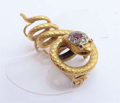 Broche serpent en or jaune 18K (750°/00) 