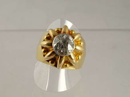 Importante bague chevalière en or jaune 18 K 