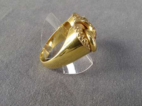 Originale bague en or jaune 14K (585°/°°) torsade 