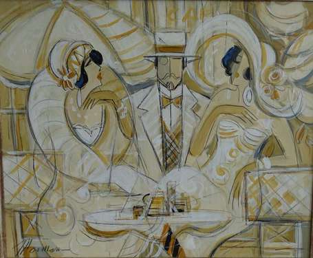 MAIMON Isaac (né en 1951) Le club privé. Acrylique