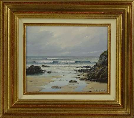 GUILLEMOT H. XXe - Bord de mer. Huile sur toile, 