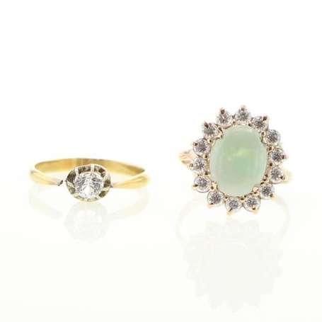 Lot comprenant une bague marguerite en or rose 14K