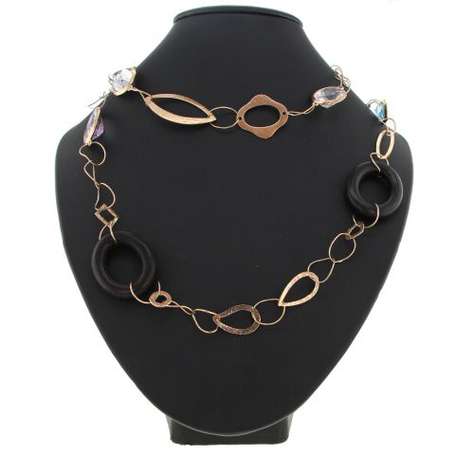 Long collier en or rose 9K (375°/00) composé d'une