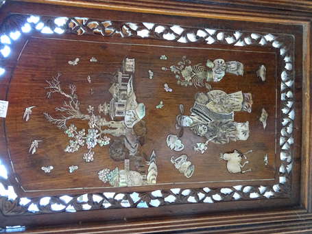 VIETNAM - Ecran en bois exotique à trois panneaux 