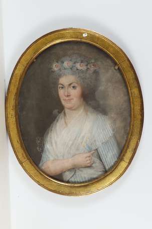 ECOLE XVIIIè - Portrait de femme. Pastel à vue 