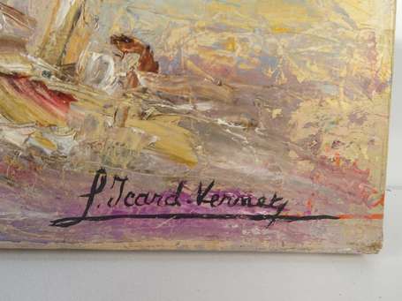 ICARD-VERNET Louise (Xxè), Nu sur une plage, huile